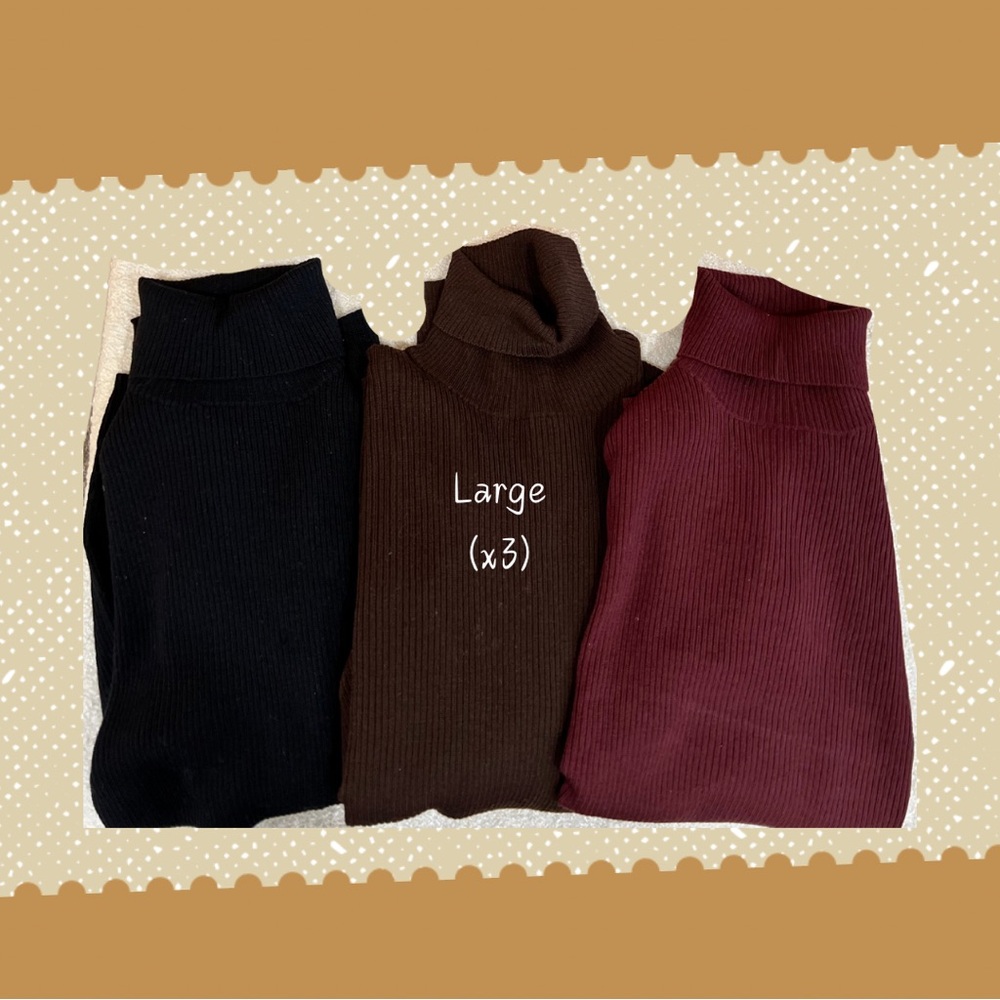 3 Dark multi color Fall turtle necks - pair 3